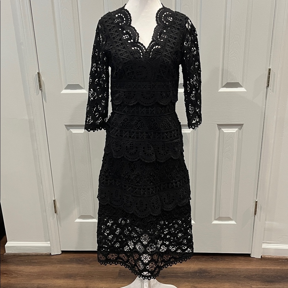 Sea New York Black Lace Midi Dress